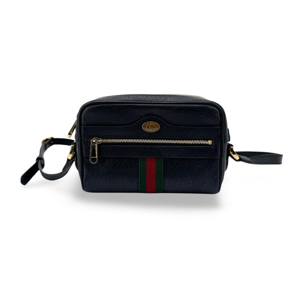 Gucci Ophidia Leather Mini Crossbody Bag Black